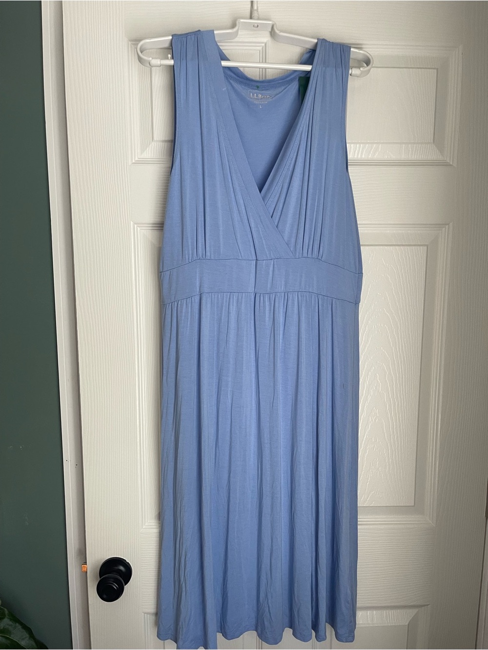 L.L. Bean Sleeveless Sky Blue Maxi Dress with V-Neck